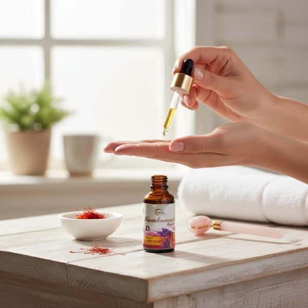 Kumkumadi Thailam is a traditional Ayurvedic facial oil.